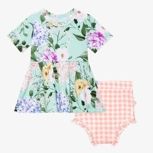 Posh Peanut Short Sleeve Peplum Ruffled Bummie Set